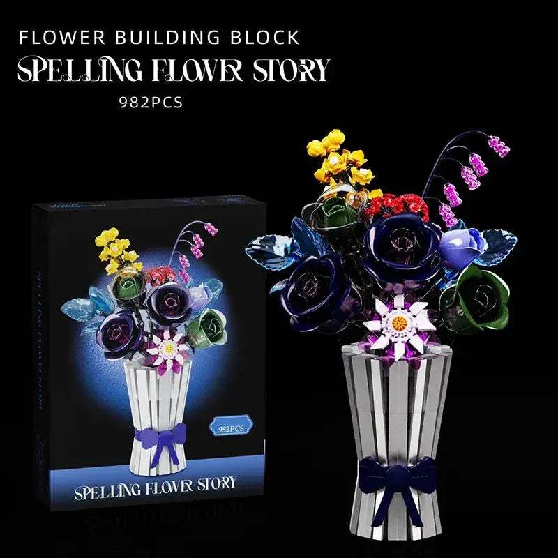 Premium Building Block Set Creative Black Rose Eternal Flower Vase MOC Decorative Home Ornament Gift For Girlfriend - ToylandEU