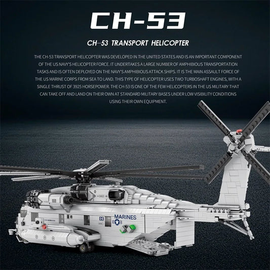 Premium Building Blocks CH53E Transport Helicopter Model Lego Compatible For Kids And Military Enthusiasts - ToylandEU