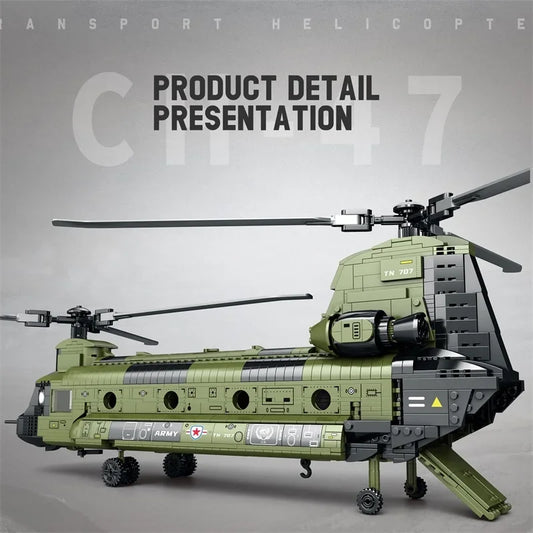 Premium Building Blocks Chinook CH47 Transport Plane 1622Pcs Military Armed Helicopter Model For Kids Gift - ToylandEU