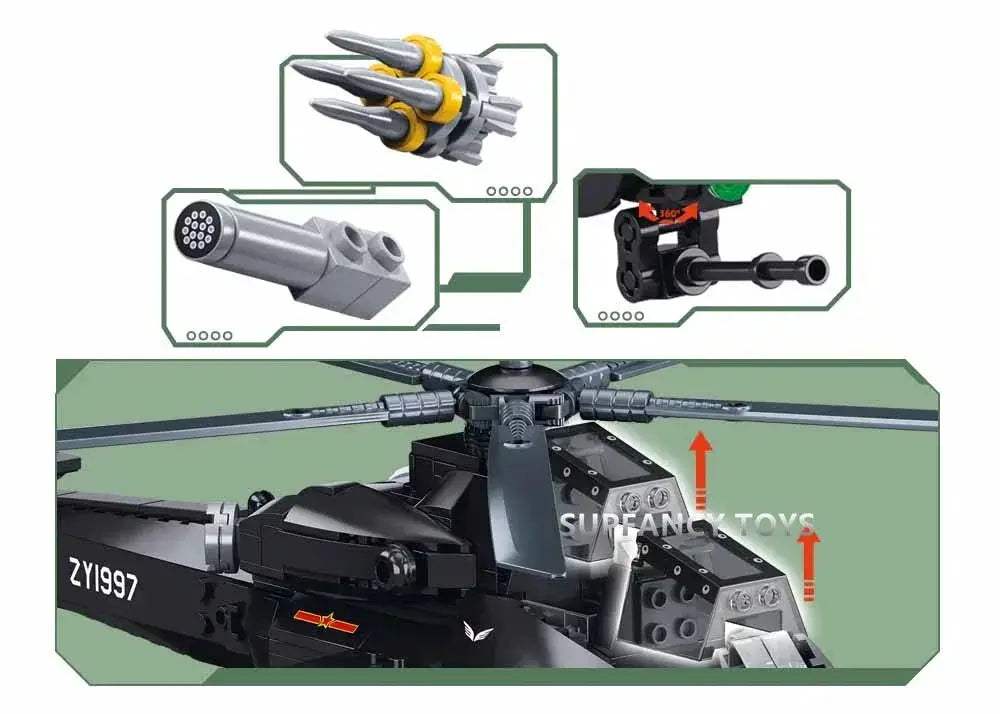 Premium Building Blocks Gunship 419Pcs Toyland EU - ToylandEU™