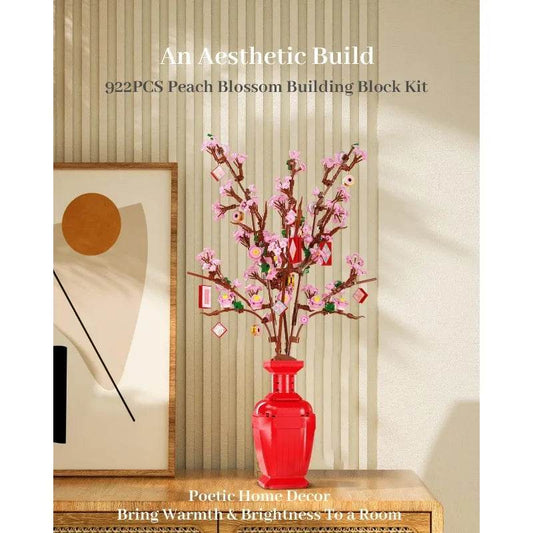 Premium Building Blocks Peach Blossom Bouquet Home Decor - ToylandEU