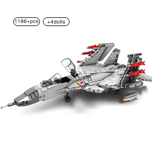 Premium Building Blocks Set J15 Carrier Fighter Aircraft Flying Shark Model 1186 Pieces For Children Gift - ToylandEU