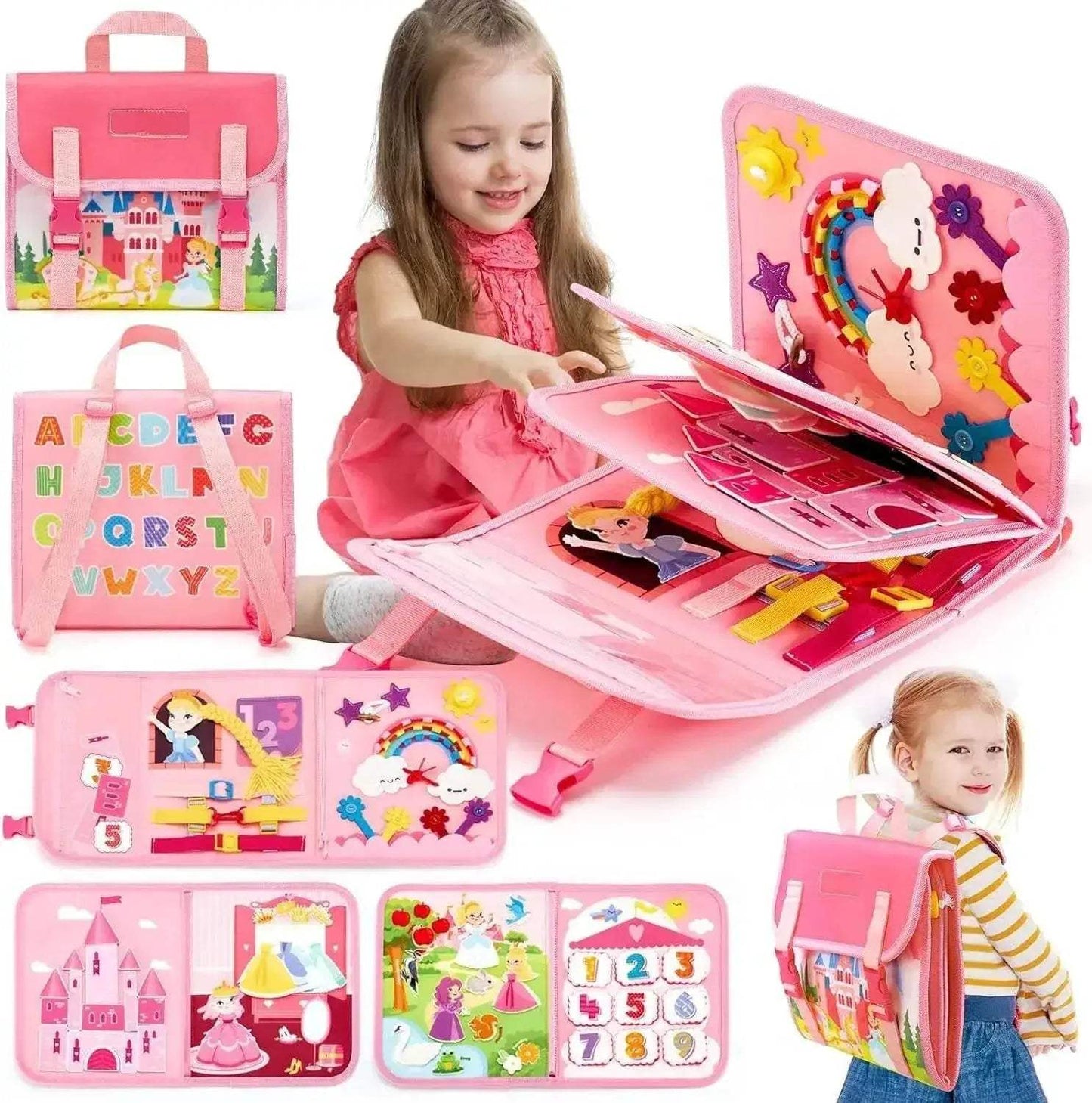 Premium Busy Board 18 In 1 Dinosaur Dress Up Travel Learning Toy For 3 To 6 Year Olds - ToylandEU