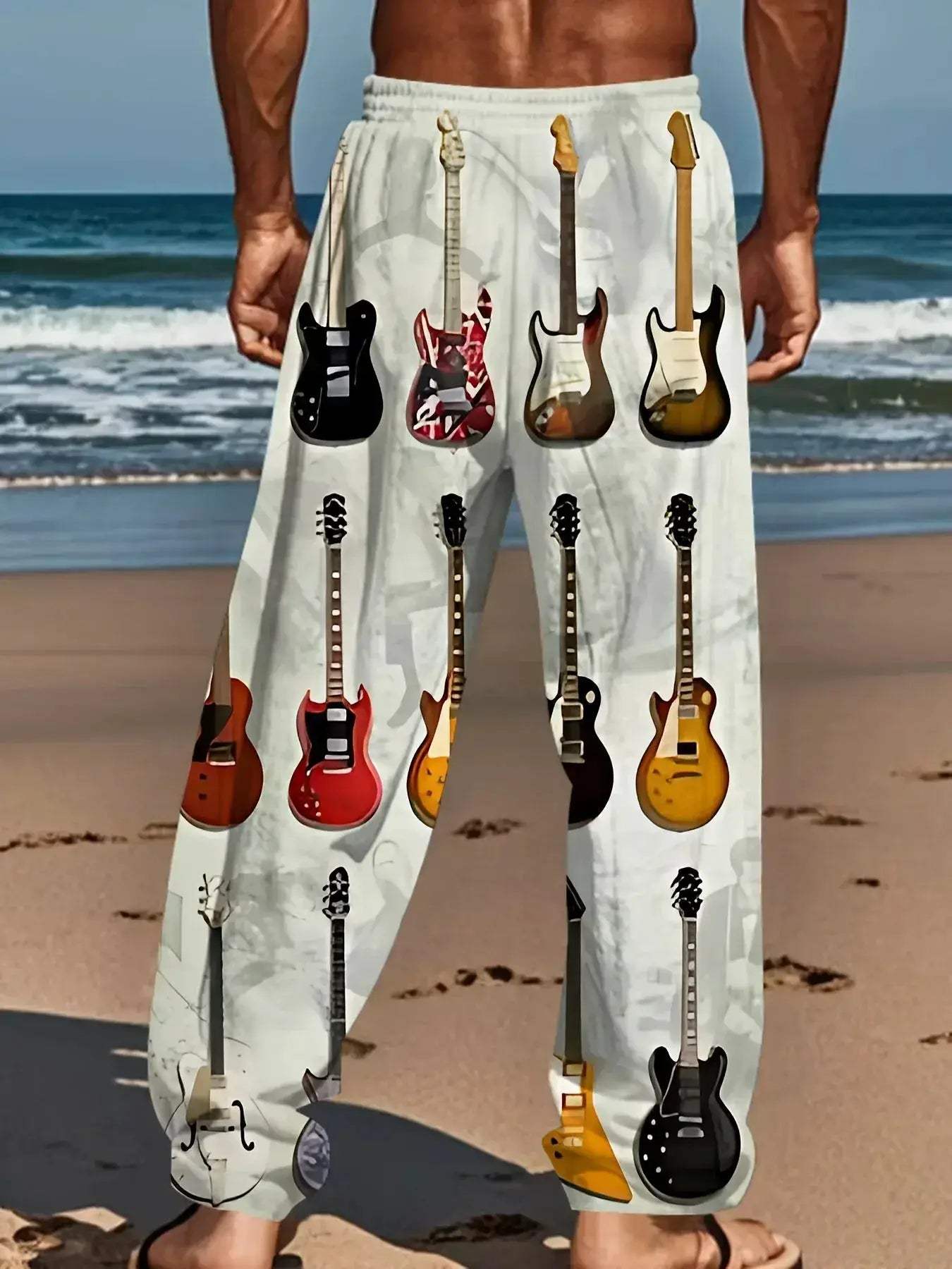 Cartoon Guitar Print Pajama Pants Soft Unisex | Anhui - ToylandEU™