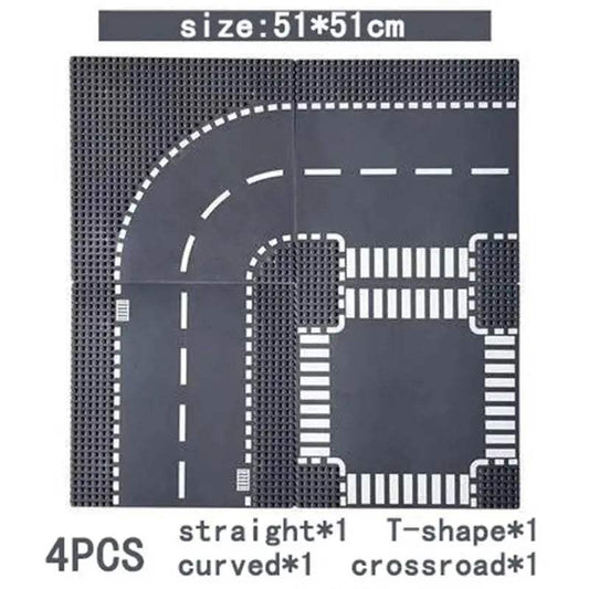 Premium City Road Baseplate 32x32 Crossroad For Builders - ToylandEU