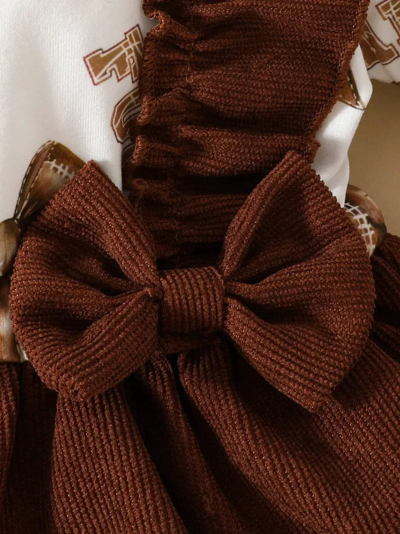 Premium Corduroy Baby Girl Dress With Ruffled Bow Long Sleeve Two Piece Headband Set Spring And Autumn 0 To 18 Months - ToylandEU