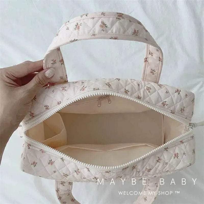 Premium Cotton Diaper Bag Tote With Zipper Closure For Moms On The Go Stroller Friendly - ToylandEU