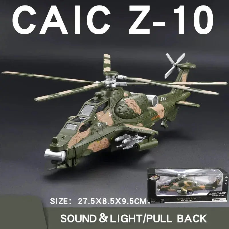 Premium Diecast 1:72 WZ-10 Helicopter Model With Sound And Light Alloy Display Aircraft Gift For Kids - ToylandEU