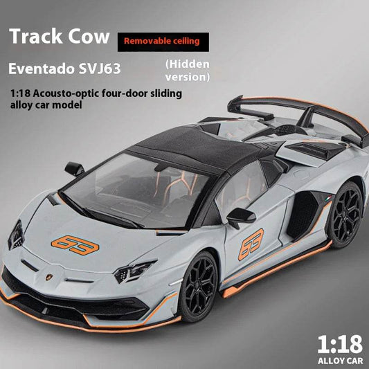 Premium Diecast Model Car Lamborghini Aventador SVJ Hidden Edition Race King Sound And Light 1:18 Gift For Collectors - ToylandEU