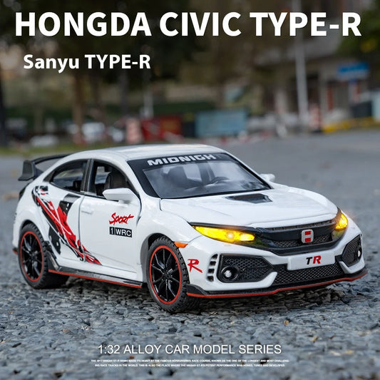 Premium Diecast Model Car One Thirty Second Honda Civic Type R Super Modified Sport Alloy Finish For Collectors Gift - ToylandEU