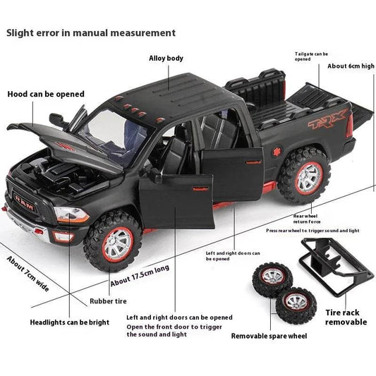 Premium Diecast Truck 1:32 Dodge Ram Off Road Pull Back Toy - ToylandEU