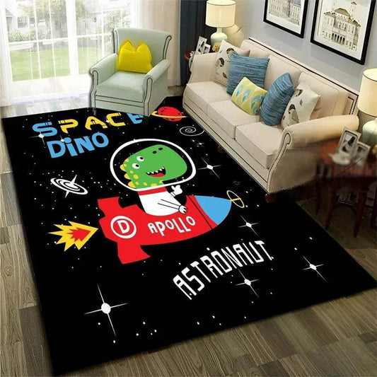Premium Dinosaur Cartoon Rug 3D Space Design For Kids Rooms - ToylandEU