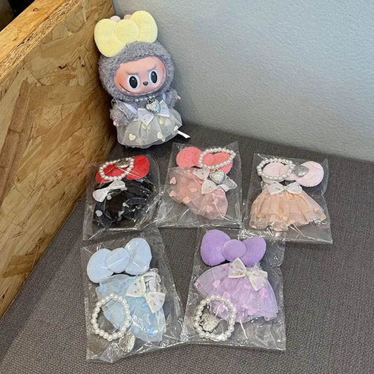 Premium Doll Overalls Dress Set Checkered For Labubu 15-17 - ToylandEU