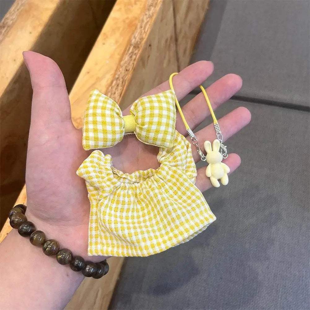 Premium Doll Overalls Dress Set Checkered For Labubu 15-17 - ToylandEU
