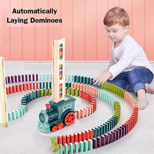 Premium Educational Domino Train Set with Automatic Laying Feature for Creative Play and Early Learning for Kids - ToylandEU