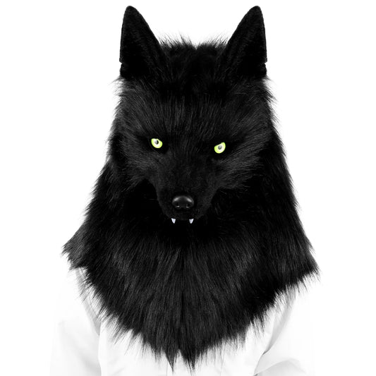 Premium Furry Head Mask Wolf Dog Plush Faux Fur For Halloween Masquerade Cosplay - ToylandEU