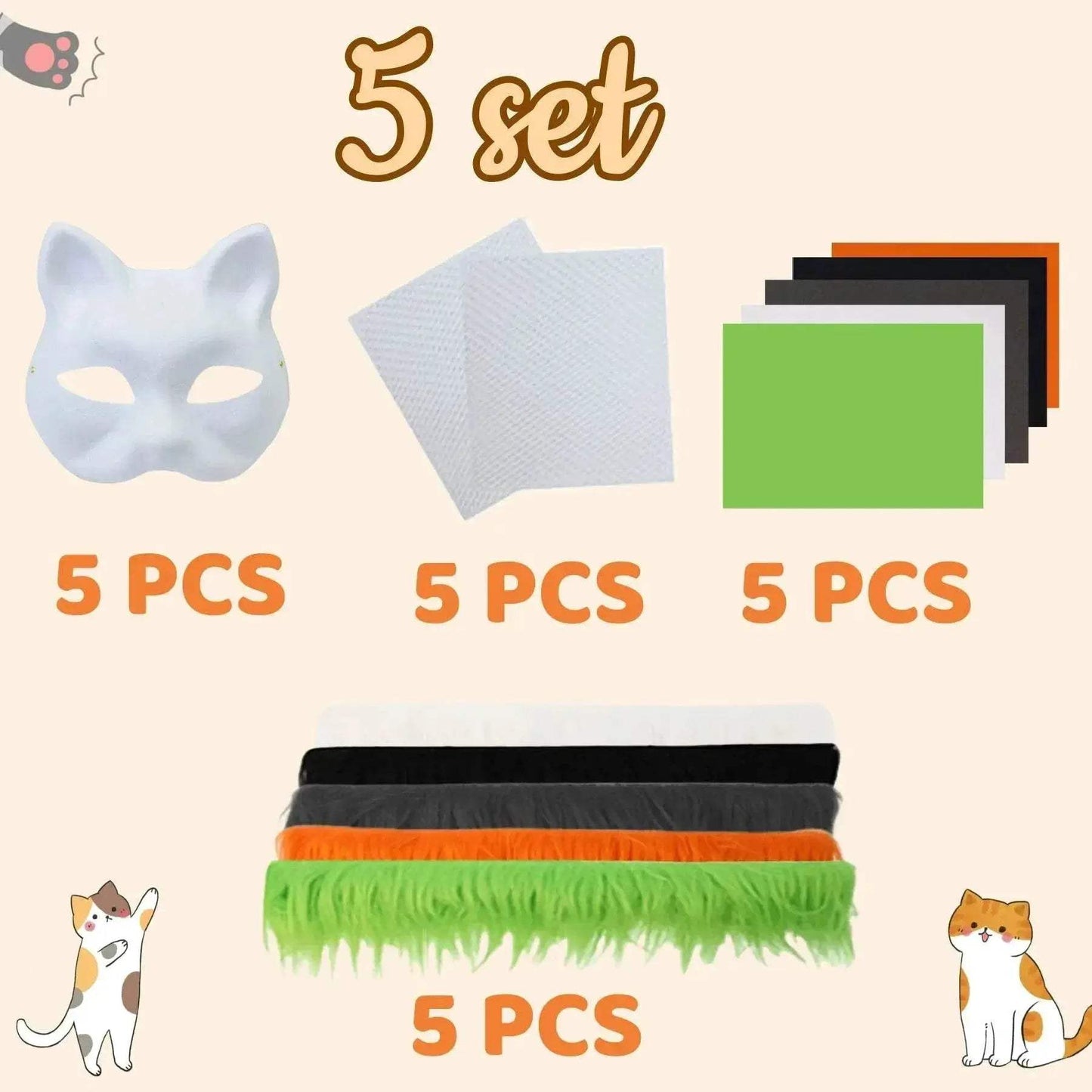 Premium Cat Masks Half Face Mask Kit 5 Sets Toyland EU - ToylandEU™