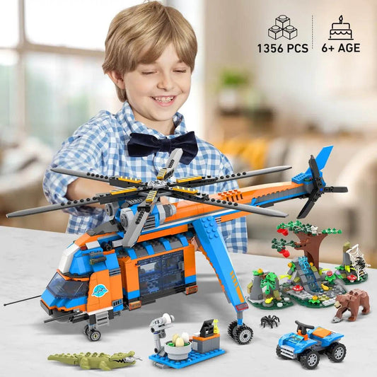Premium Jungle Rescue Helicopter Building Set For Kids - ToylandEU