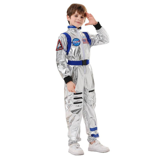 Premium Kids Astronaut Costume Silver Jumpsuit For Halloween - ToylandEU