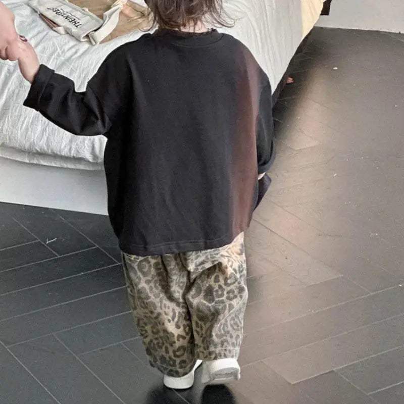 Premium Kids Jeans Leopard Print Loose Fit Elastic Waist Pure Cotton All Season For Ages 7 To 13 - ToylandEU