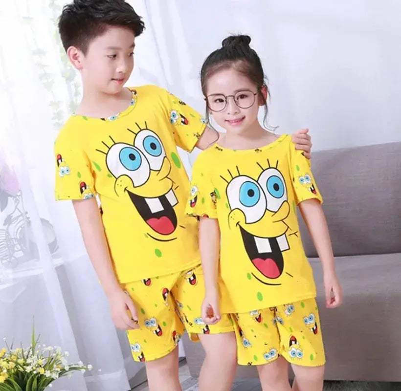Premium Kids Pajama Set Disney Cartoon Short Sleeved Cotton Summer For 4 To 6 Years - ToylandEU
