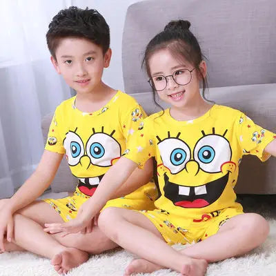 Premium Kids Pajama Set Disney Cartoon Short Sleeved Cotton Summer For 4 To 6 Years - ToylandEU
