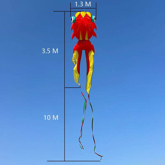 Premium Kite 3D Soft Goldfish 10M Easy To Fly Outdoor Beach - ToylandEU