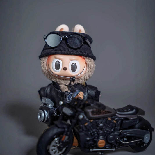 Premium Labubu Doll Leather Jacket With Bike Set For 17cm - ToylandEU