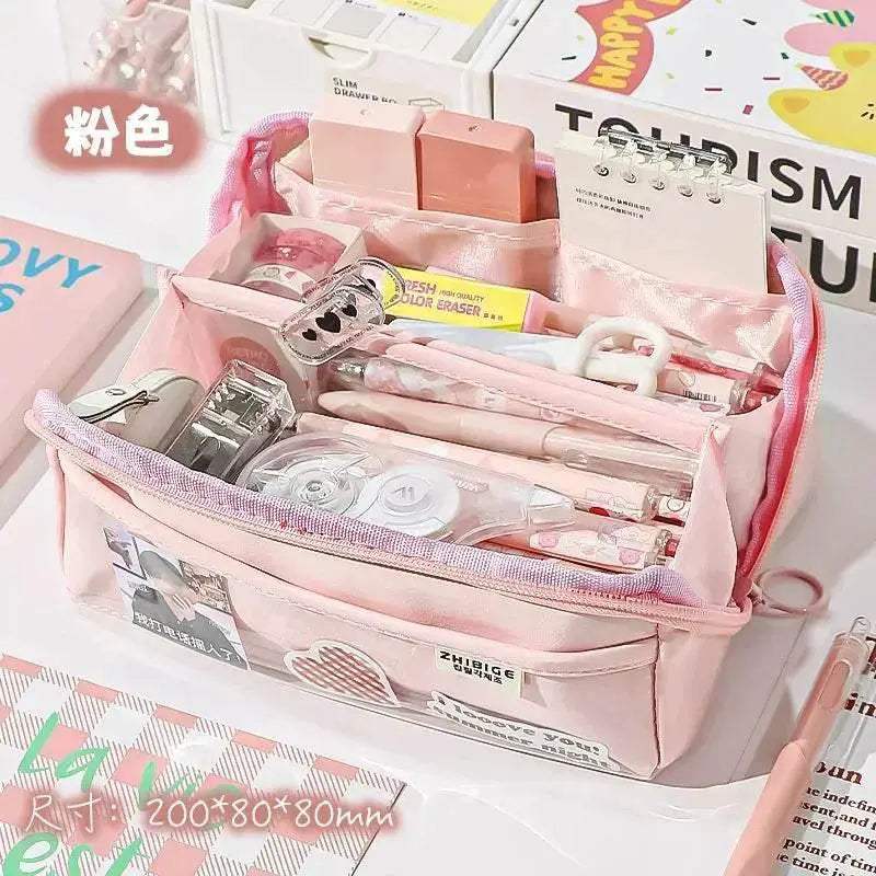 Premium Leather Pencil Case Ten Layer High Capacity Student - ToylandEU