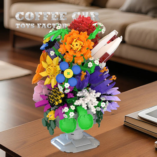 Premium Lego Compatible Building Blocks Set Romantic Flowers Bouquet Potted Plant For Home Decoration - ToylandEU