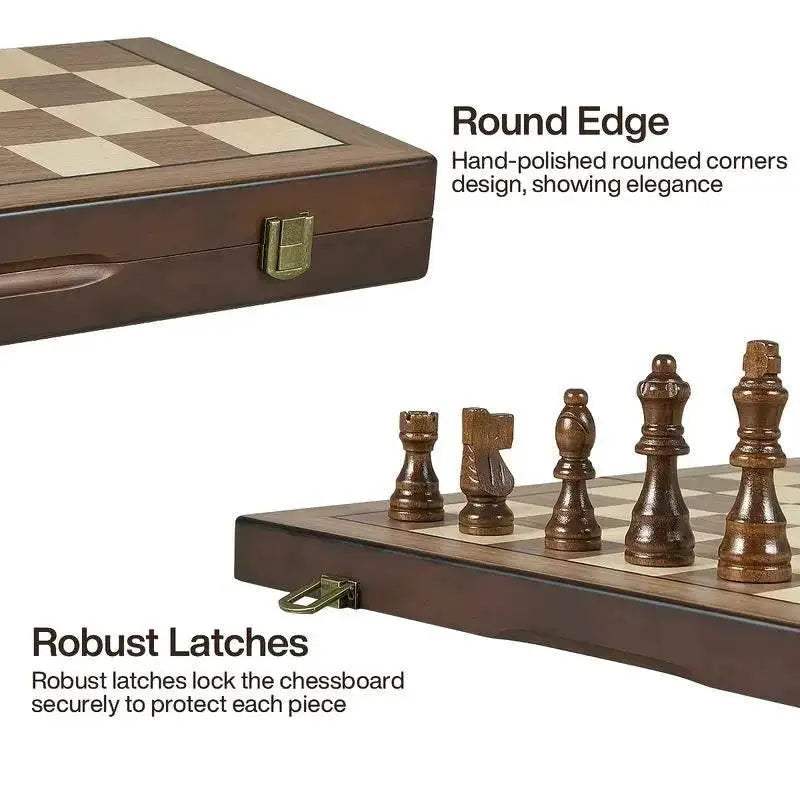Premium Magnetic Wooden Chess Set with Two Additional Queens for Travel and Tournament Play - ToylandEU