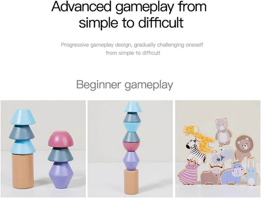 Premium Montessori Wooden Balance Toy with Animal Shapes for Preschoolers Learning Fine Motor Skills - ToylandEU