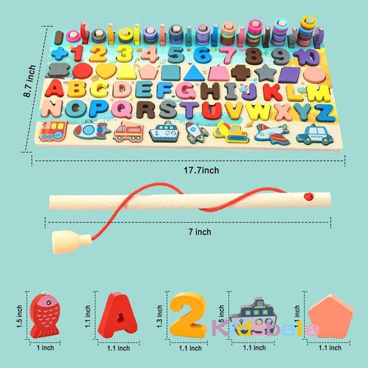 Premium Montessori Wooden Learning Toys for Toddlers with Magnetic Shape Sorter and Counting Game for Preschool Education - ToylandEU