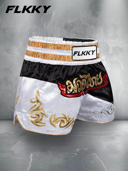 Premium Muay Thai Shorts Unisex Embroidered Color Contrast - ToylandEU