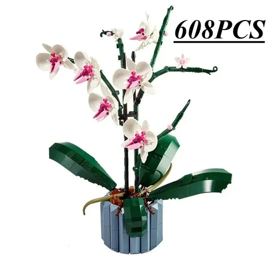 Premium Orchid Bonsai Bouquet Building Blocks Kit With 608 Pieces Self Locking Bricks For Adults And Kids - ToylandEU