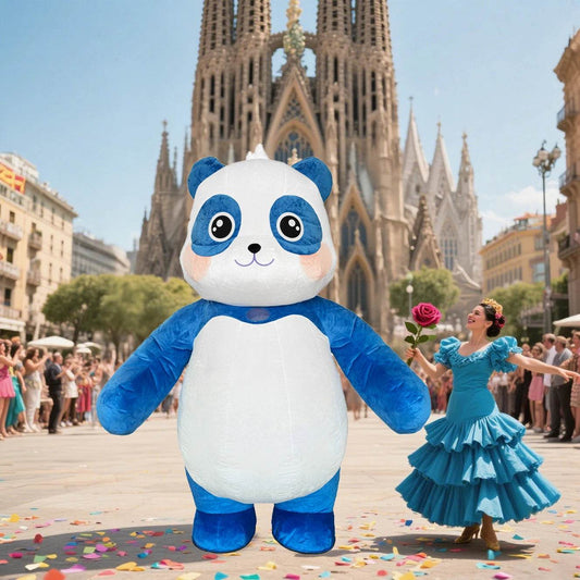 Premium Panda Mascot Costume Blue Inflatable For Parade - ToylandEU