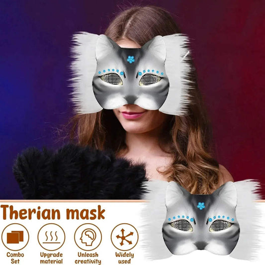 Premium Paper Cat Masks Half Face For Halloween Cosplay - ToylandEU