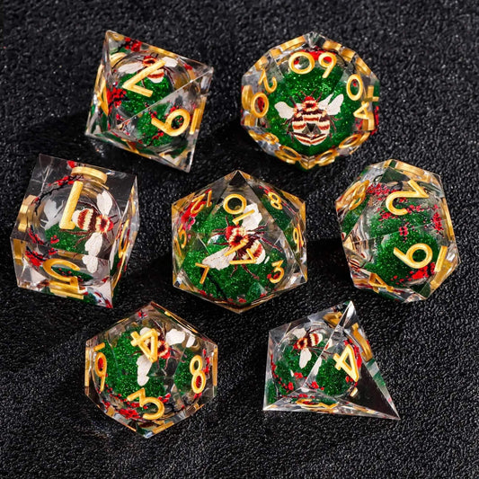 Premium Plum Blossom Polyhedral Dice Set with Liquid Core for Dungeons and Dragons Enthusiasts - ToylandEU