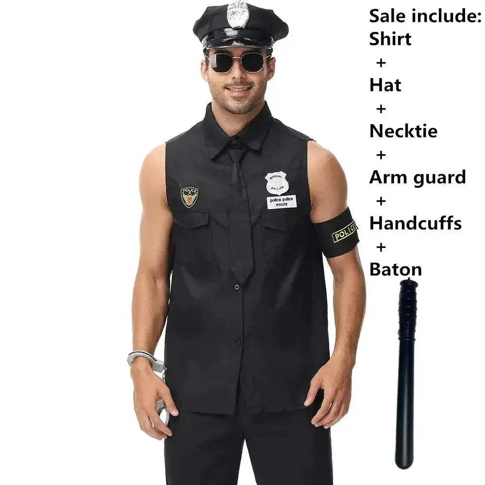 Premium Police Costume Top Shirt Set Hat Toyland EU - ToylandEU™
