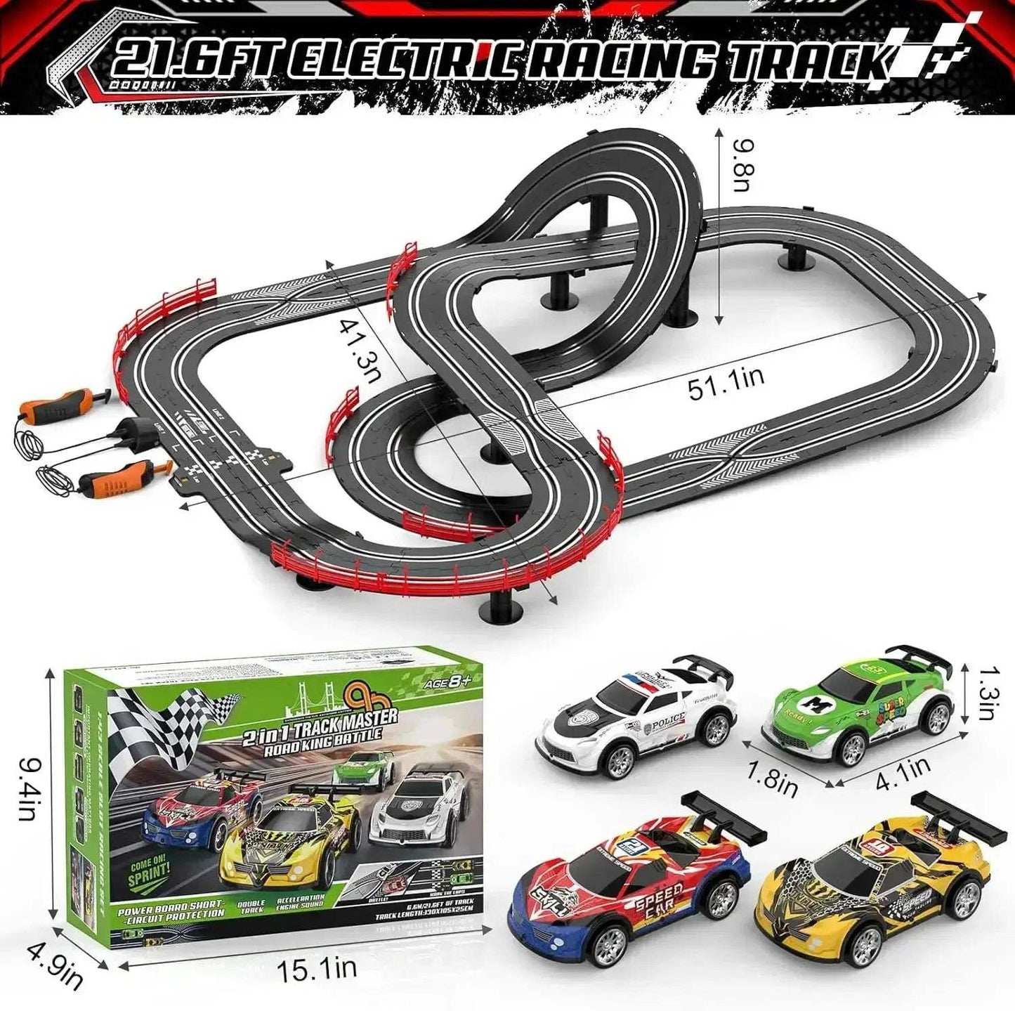 Premium Realistic Slot Car Track Set With Circular Slope - ToylandEU