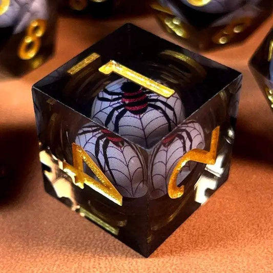 Premium Resin DND Sharp Polyhedral Spider Dice Set for RPG Enthusiasts and Halloween Gifts - ToylandEU