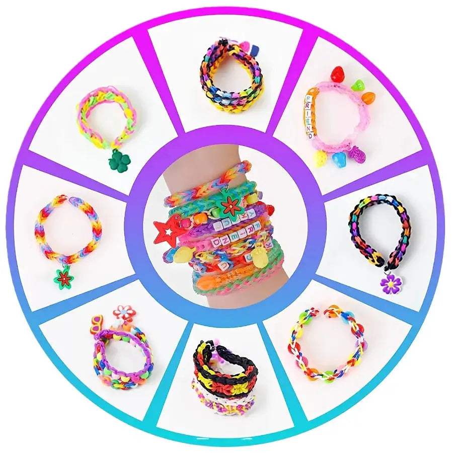 Premium Rubber Band Loom Kit For Bracelets 1300Pcs Multicolor - ToylandEU