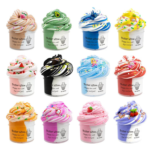 Premium Slime Kit Butter Fluffy Bicolor 70ml Scented Kids - ToylandEU