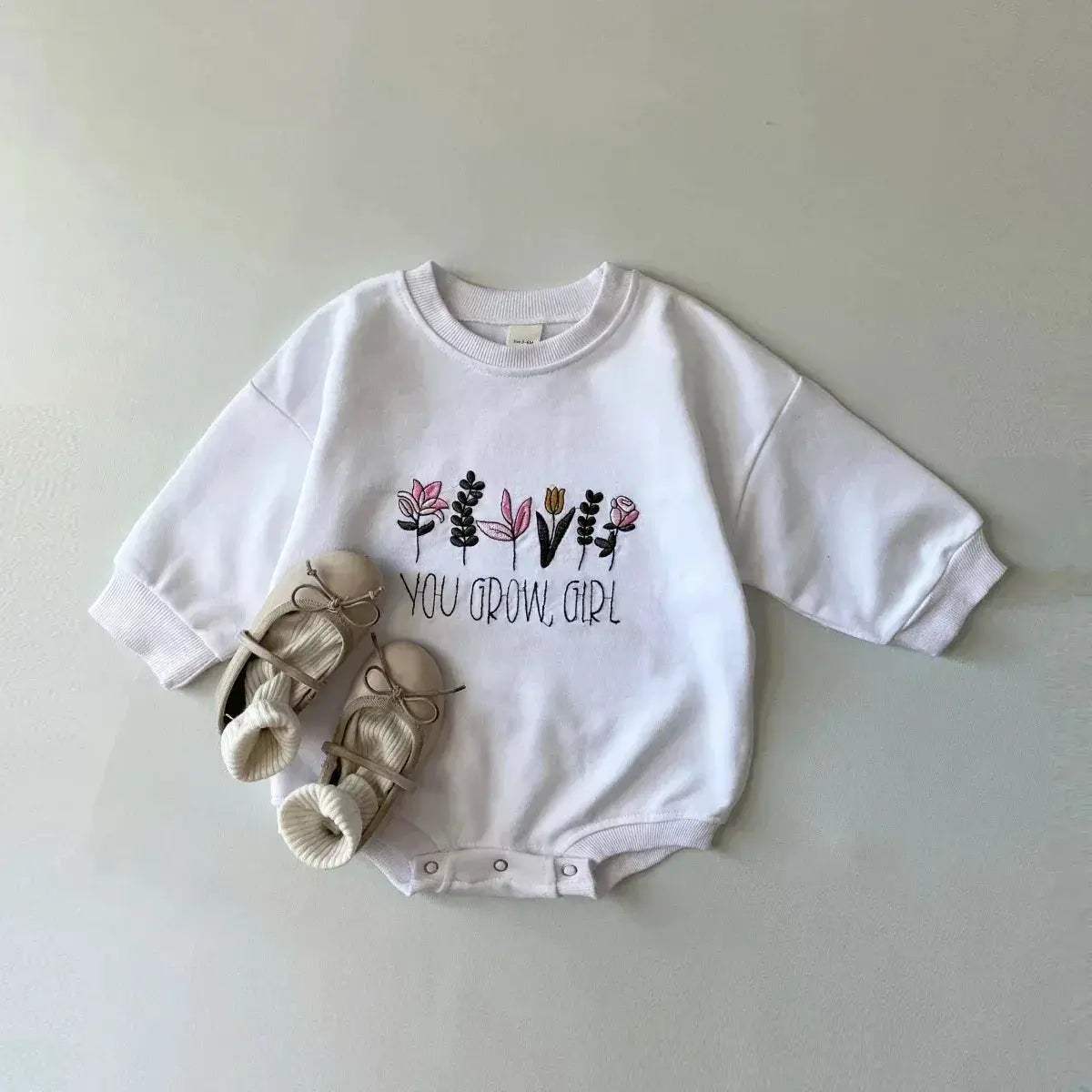 Premium Soft Cotton Autumn Baby Romper With Flower Embroidery Collar For Newborns And Infants - ToylandEU