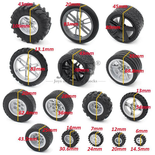 Premium Technic Wheel Hub Set With Black Tire DIY Bricks - ToylandEU