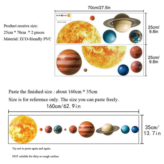 Premium Wall Sticker 3D Solar System Planets For Kids Rooms - ToylandEU