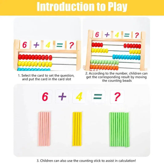 Premium Wooden Abacus 10 Row Counting Beads For Kids - ToylandEU