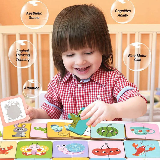 Premium Wooden Animal Matching Game with Engaging Puzzle Pieces for Toddlers Aged 3 to 6 Years - ToylandEU
