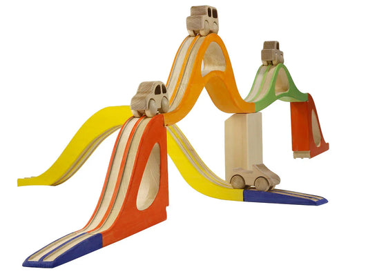 Premium Wooden Car Set With Detailed Roads And Tunnels - ToylandEU