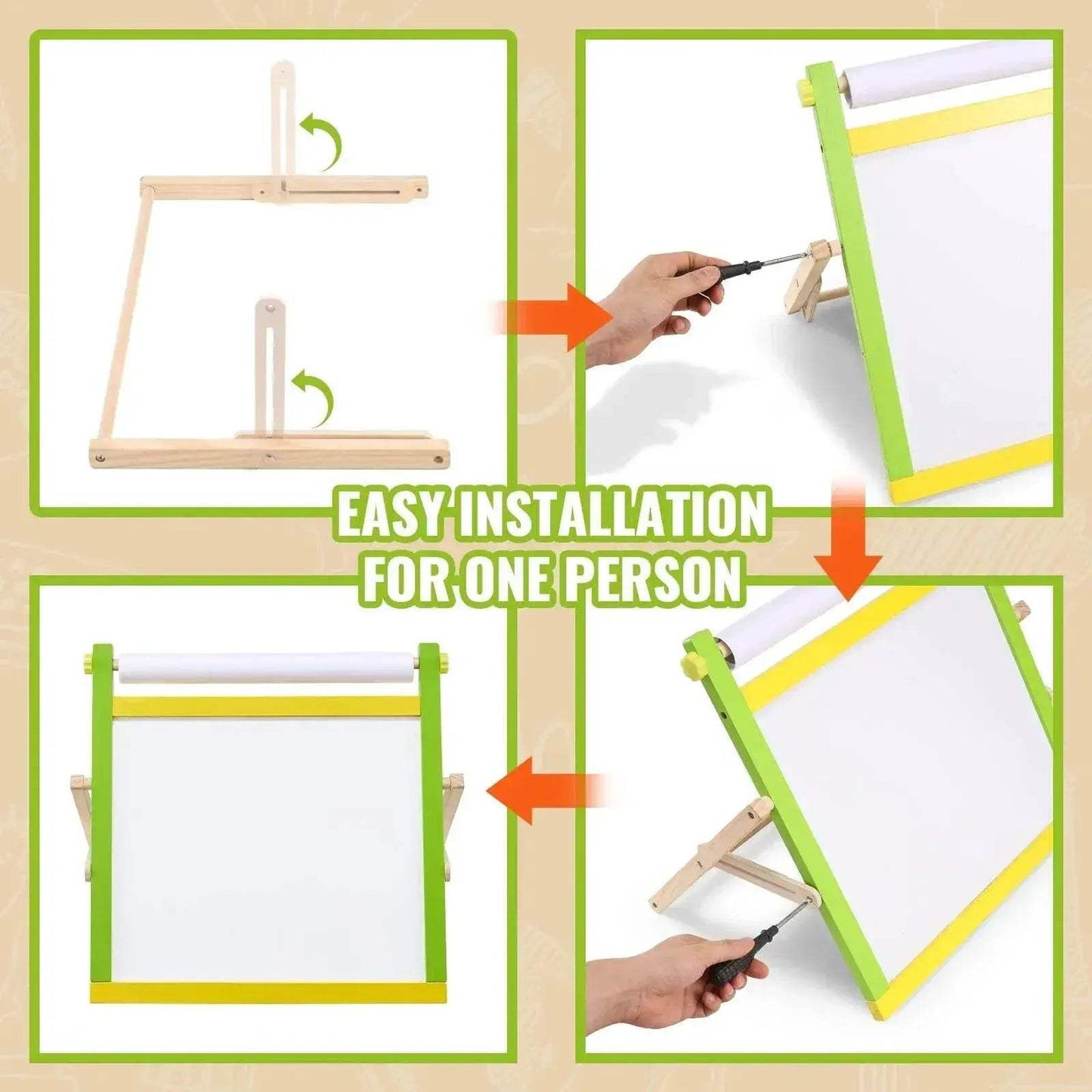 Premium Wooden Magnetic Drawing Board 3 In 1 For Kids - ToylandEU